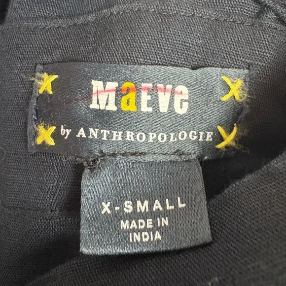 Anthropologie Maeve Black Linen Crop Top size XS - Picture 5 of 6